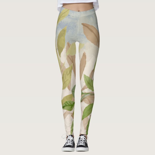 Floral fantasy watercolor leggings (Front)