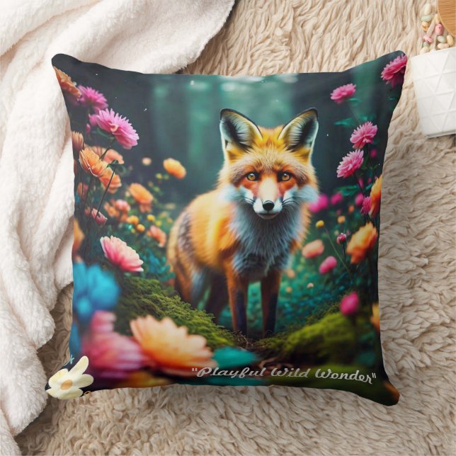 "Floral Fantasy with Fox" Cushion (Blanket)