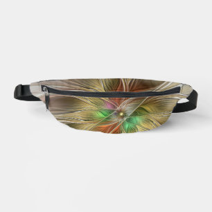 Floral Fantasy With Gold Modern Abstract Fractal Bum Bags