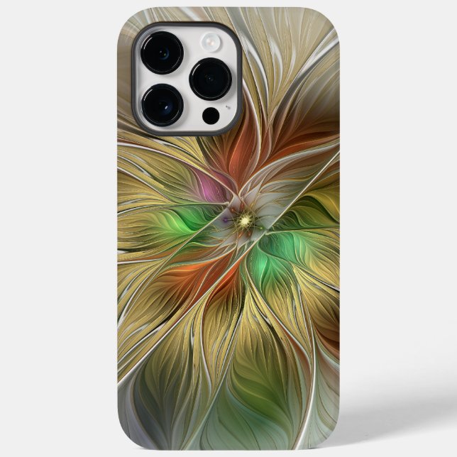 Floral Fantasy With Gold Modern Abstract Fractal Case-Mate iPhone Case (Back)