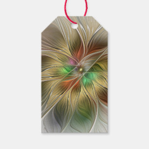 Floral Fantasy With Gold Modern Abstract Fractal Gift Tags
