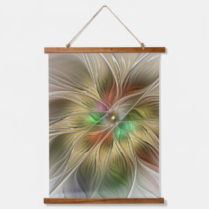 Floral Fantasy With Gold Modern Abstract Fractal Hanging Tapestry