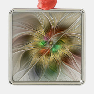 Floral Fantasy With Gold Modern Abstract Fractal Metal Tree Decoration