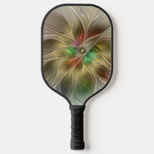 Floral Fantasy With Gold Modern Abstract Fractal Pickleball Paddle