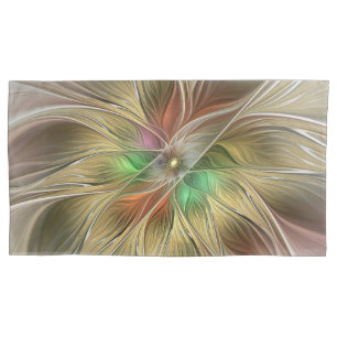 Floral Fantasy With Gold Modern Abstract Fractal Pillowcase