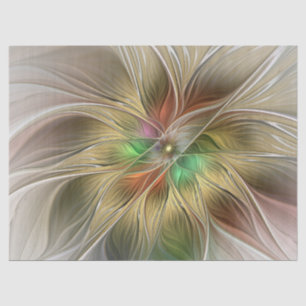 Floral Fantasy With Gold Modern Abstract Fractal Tissue Paper