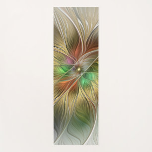 Floral Fantasy With Gold Modern Abstract Fractal Yoga Mat