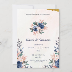 Floral Farm And Watercolor Wedding Invitation
