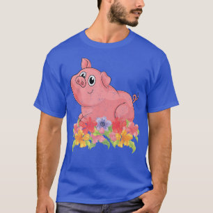 Floral Farm Animal Farmer Animal Lover Flowers Pig T-Shirt
