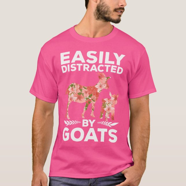 Floral Farm Animal Funny Farmer Easily Distracted  T-Shirt (Front)