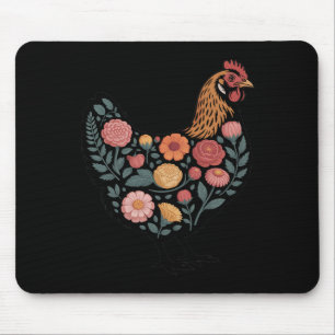 Floral Farm Chicken Nature Enthusiasts Cottagecore Mouse Mat