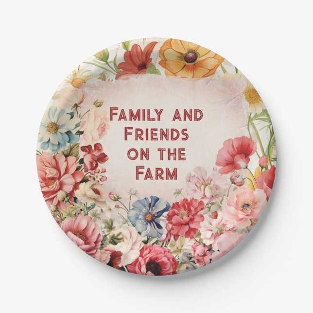 Floral Farm Party Plate (Front)