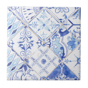 Floral Farmhouse Blue White Vintage Kitchen Cerami Tile