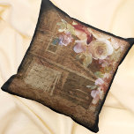 Floral Farmhouse Rustic Barn Cushion<br><div class="desc">Farmhouse rustic barn background with old handwriting overlay and watercolor florals at top right corner.</div>