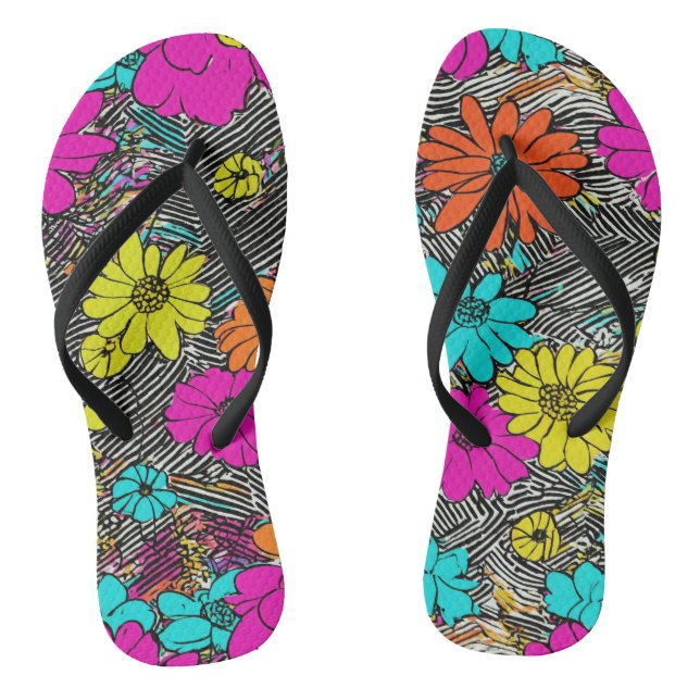 Floral fashion fusion  flip flops (Footbed)