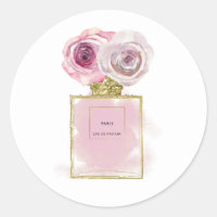 Floral Fashion Perfume Bottle Pink Roses Gold Glam