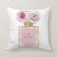 Floral Fashion Perfume Bottle Pink Roses Gold Glam