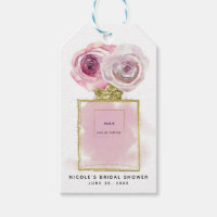 Floral Fashion Perfume Bottle Pink Roses Gold Glam