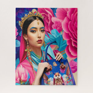 Floral fashion princess with handbag jigsaw puzzle