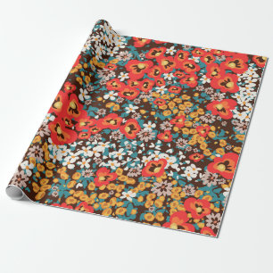 Floral fashion spring, summer woman dress wrapping paper