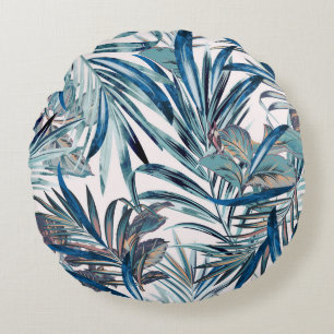 Floral fashion tropical vintage pattern with palm round cushion