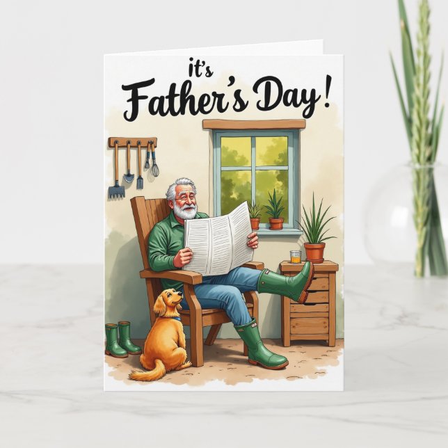 Floral Fathers Day Boots Card (Front)