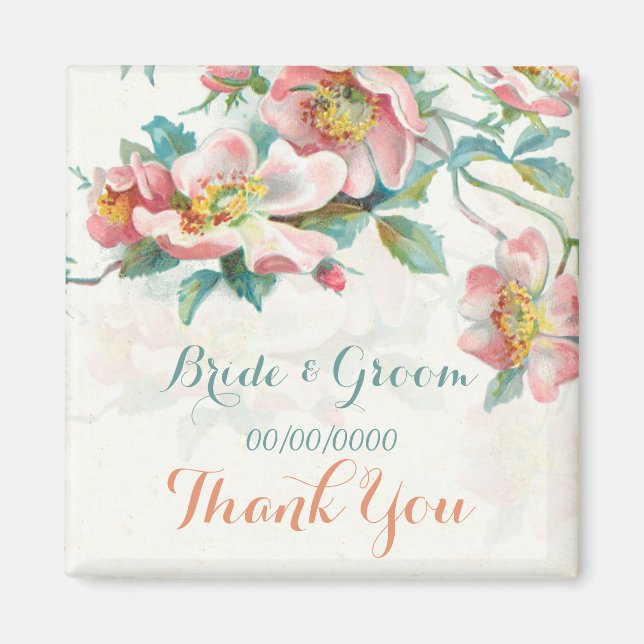 Floral favours,thank you gift or save the date magnet (Front)