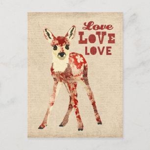 Floral Fawn Love Postcard