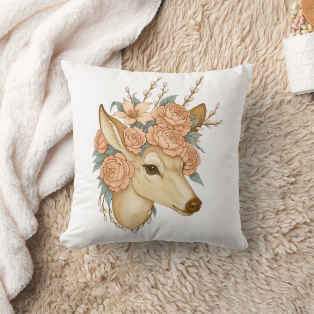 Floral Fawn – Nature’s Gentle Spirit Cushion (Blanket)