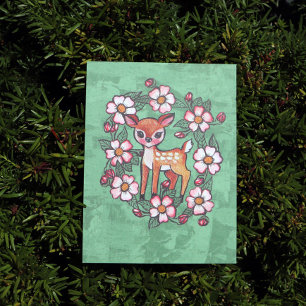 Floral Fawn Postcard