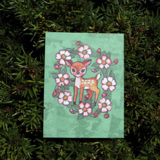 Floral Fawn                                        Postcard