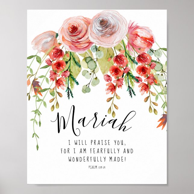 Floral Fearfully and Wonderfully Made Psalm Poster (Front)