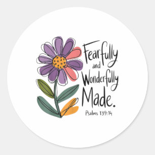 Floral Fearfully And Wonderfully Made Psalms 139_1 Classic Round Sticker