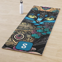 Floral Feline: A Vibrant Yoga Mat Inspired by Cats