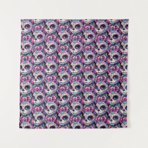 Floral Feline Dia de los Muertos Tapestry