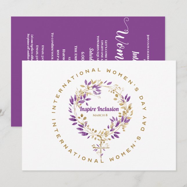 Floral Female Sign Women's Day March 20 Invitation (Front/Back)