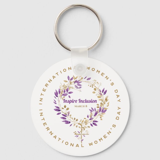 Floral Female Sign Women's Day March 20 Key Ring (Front)