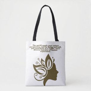 Floral Feminine Silhouette Inspirational Tote Bag