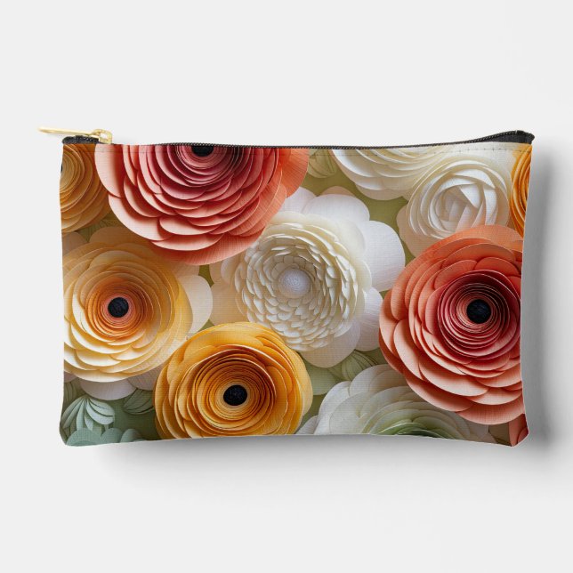 Floral Feminine Zipper Cosmetic Bag (Front)
