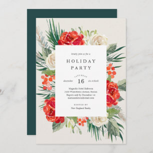 Floral Festivities Holiday Party Invitation