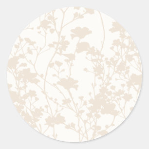Floral Field (Ivory - Champagne) Classic Round Sticker