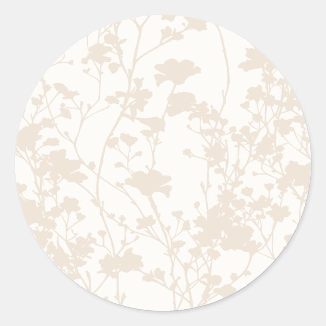 Floral Field (Ivory - Champagne) Classic Round Sticker (Front)