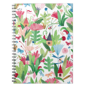 Floral Fields: Watercolor Houses Pattern Notebook