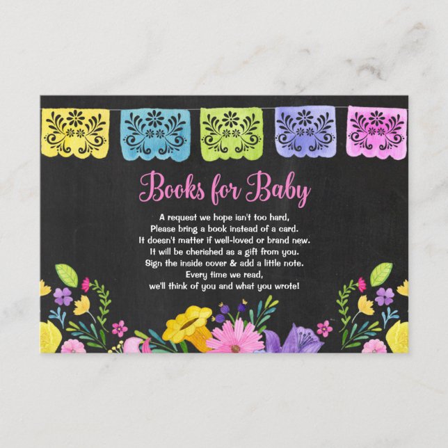 Floral fiesta baby shower book request insert (Front)