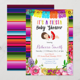 Floral Fiesta Baby Shower Festive Invitation Girl