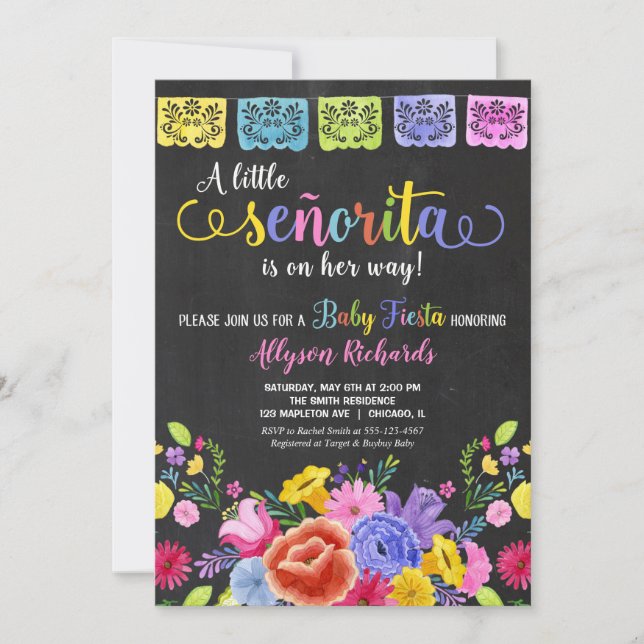 Floral Fiesta baby shower invitation (Front)