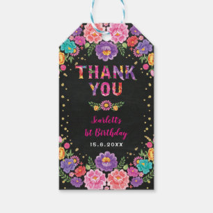 Floral Fiesta Birthday Little Senorita Thank You Gift Tags