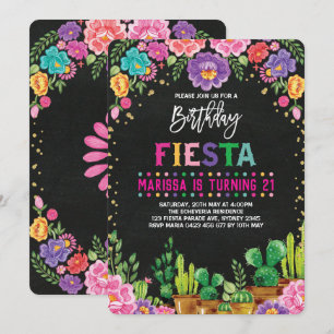 Floral Fiesta Birthday Party Mexican Flower Invite
