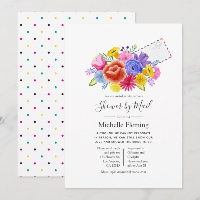 Floral Fiesta Bridal or Baby Shower by Mail Invitation (Front/Back)