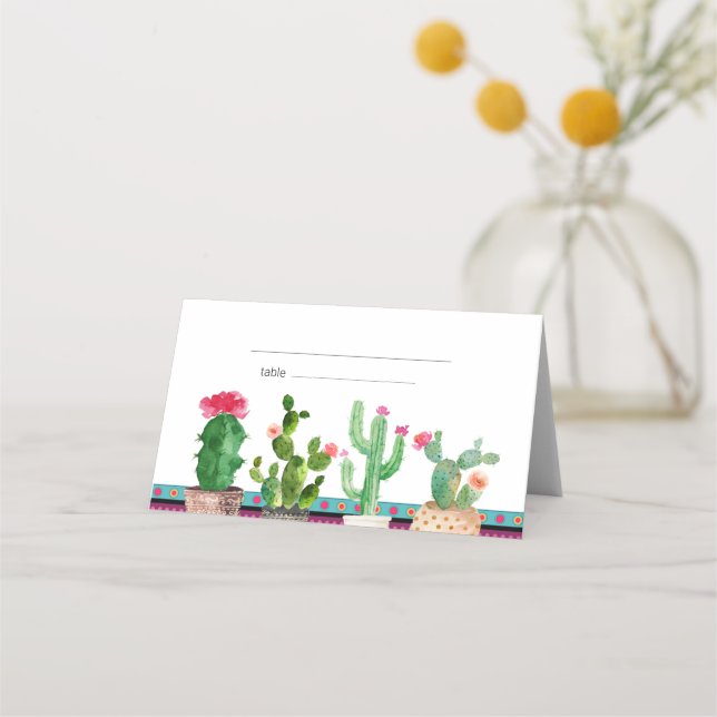 Floral Fiesta Cactus Couples Shower place cards (Front)